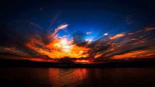 Scenic view of sky over lake during sunset