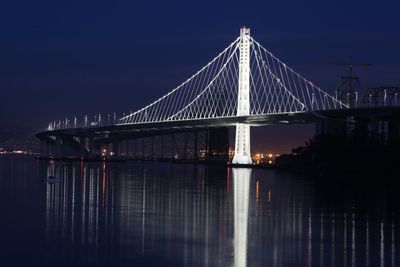 Bridge over river at night
