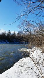 Scenic view of frozen lake against sky during winter