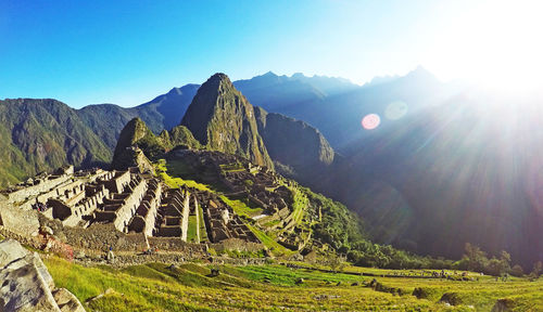 Scenic view of mountains against clear sky