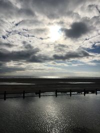 Scenic view of sea against sky at sunset