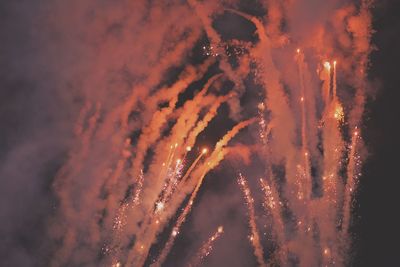 Low angle view of fireworks against sky at night