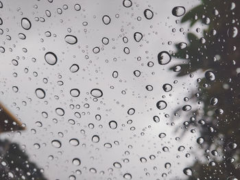 Full frame shot of water drops on glass