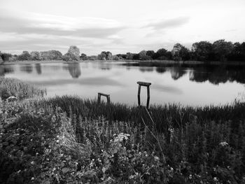 Scenic view of lake against sky