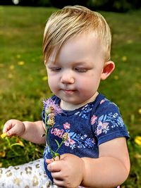 Portrait of cute girl looking away