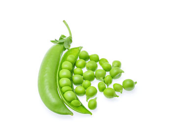 Close-up of green fruit against white background