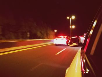 Traffic on road at night