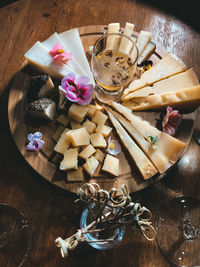 High angle view of food on table