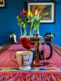 Close-up of coffee on table