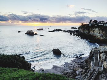 Scenic view of sea at sunset
