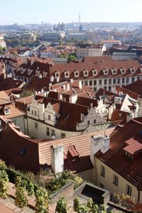 High angle view of buildings in city