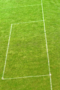 High angle view of soccer field