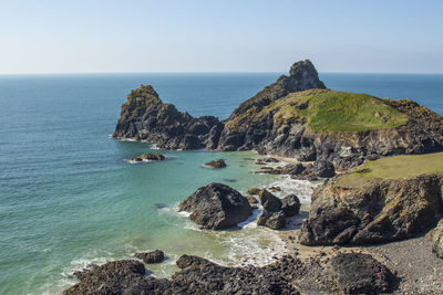 Scenic view of sea against clear sky