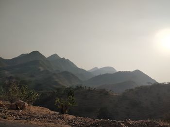 Scenic view of mountains against clear sky