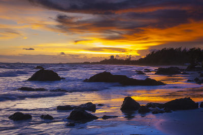 Scenic view of sea at sunset