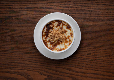 High angle view of coffee on table