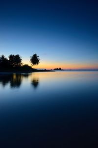 Scenic view of sea against sky at sunset