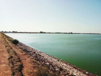 Scenic view of sea against clear sky