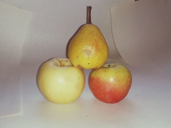 High angle view of apples on table