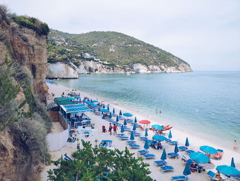 High angle view of people on beach