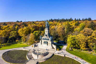 Panoramic view of park during autumn against sky