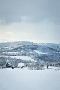 Cold snow countryside - aveyron france