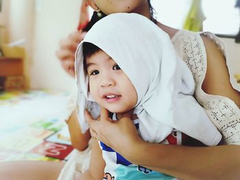 Portrait of cute boy at home