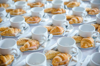 Close-up of breakfast served on table