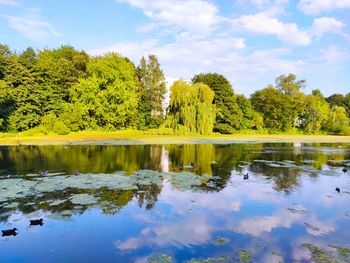 Scenic view of lake against sky