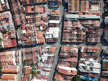 High angle view of buildings in city