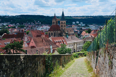 Panoramic view of old town by buildings in city