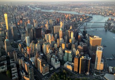 Aerial view of manhattan and east river