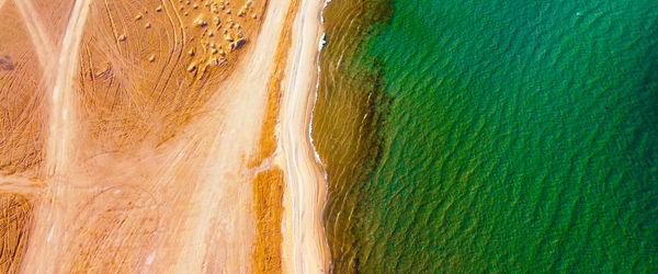 Scenic top down view of beach