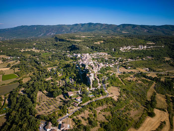 High angle view of townscape against sky