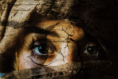 Close-up portrait of woman with eyes closed