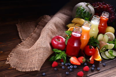 Fruits and vegetables on table