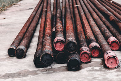 Close-up of rusty pipes