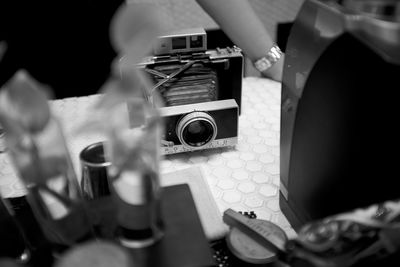 Close-up of hand photographing