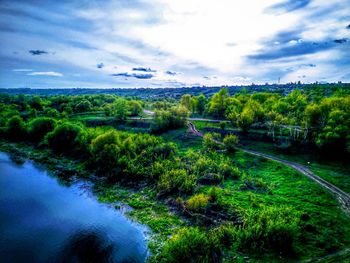 Scenic view of field against sky