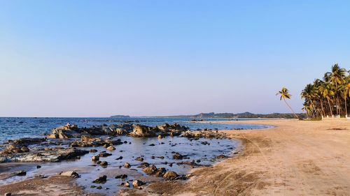 Scenic view of sea against clear sky