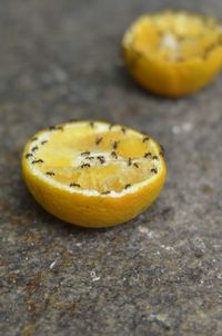 Close-up of lemon on table