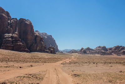 Scenic view of desert against clear sky