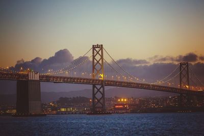 Suspension bridge over river