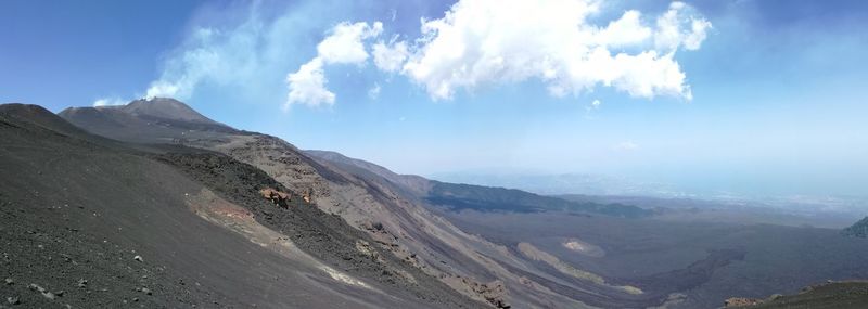 Panoramic view of mountain etna against sky