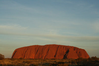 Rock formations on landscape against sky