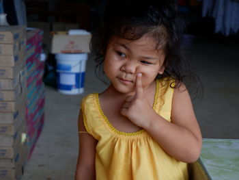 Portrait of cute girl smiling