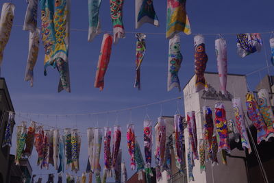 Traditional colorful japanese koi carp streamers celebrating children's day in japan