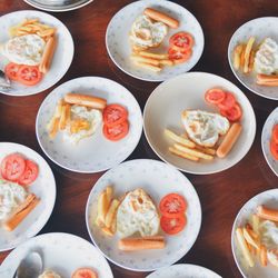 Close-up of breakfast served on table