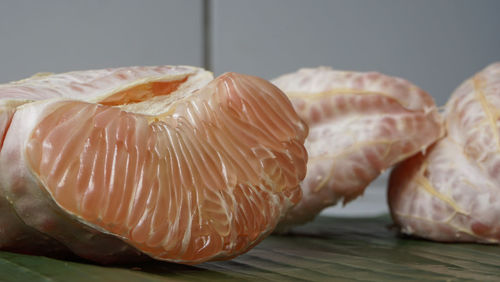 Close-up of mushrooms on table