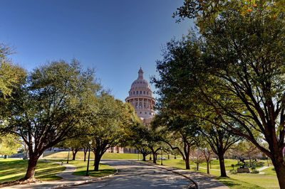 View of trees and buildings against sky